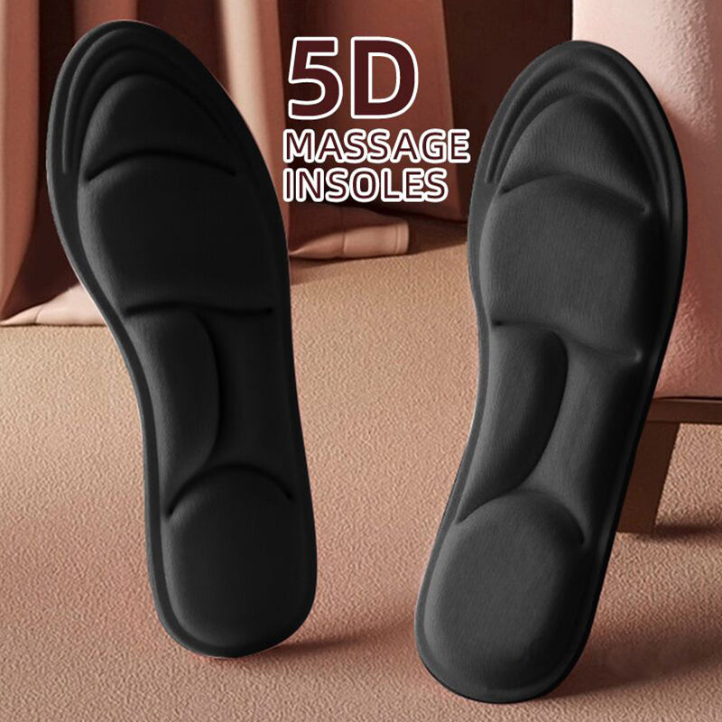 Thick 5D Massage Memory Foam Insoles, Breathable, Cushioned Shoe Inserts for High Heels, Pain Relief, All-Day Comfort