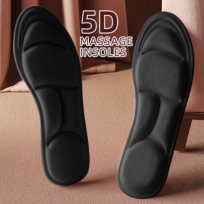 Thick 5D Massage Memory Foam Insoles, Breathable, Cushioned Shoe Inserts for High Heels, Pain Relief, All-Day Comfort