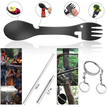 Professional Emergency Survival Kit Gear, Camping Multifunction Tactical Defense Equipment First Aid SOS Adventure