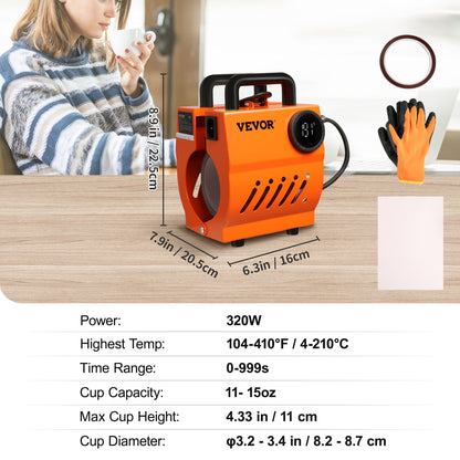 Portable Mini Mug Heat Press Mini Gift Ceramic Cup Presser, Handheld Sublimation Blanks Auto Printing Machine