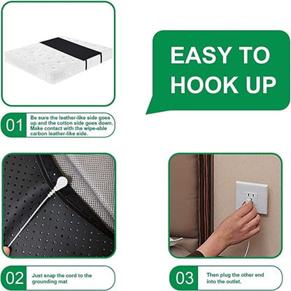 Grounding Leather Mattress Pad Earthing Sleep Mat Kit with Conductive PU Leather for Better Sleep