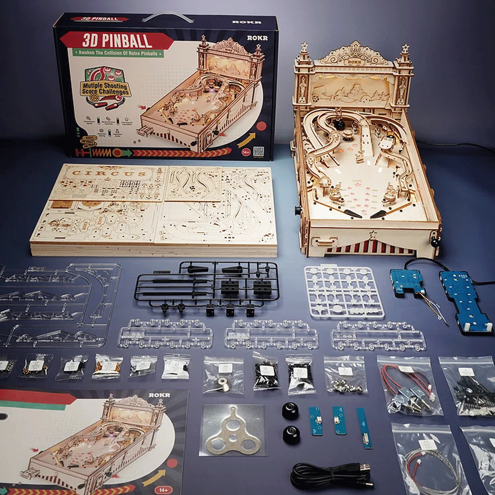 Vintage 3D Wooden Pinball Machine Smooth Assembly Party Game For Kid Adults Family Fun 3