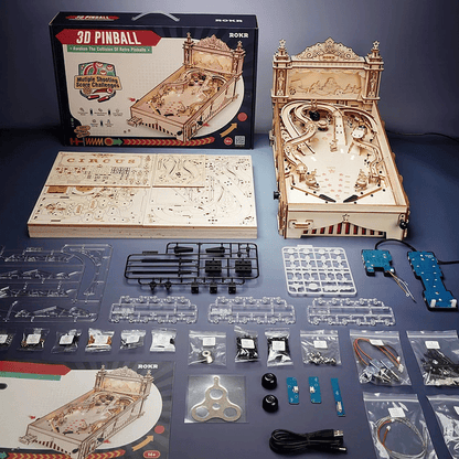 Vintage 3D Wooden Pinball Machine Smooth Assembly Party Game For Kid Adults Family Fun 3