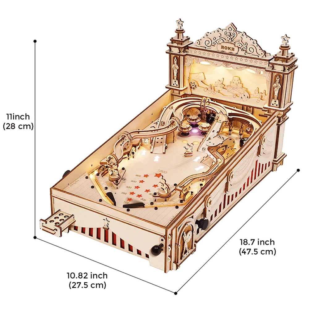 Vintage 3D Wooden Pinball Machine Smooth Assembly Party Game For Kid Adults Family Fun 6