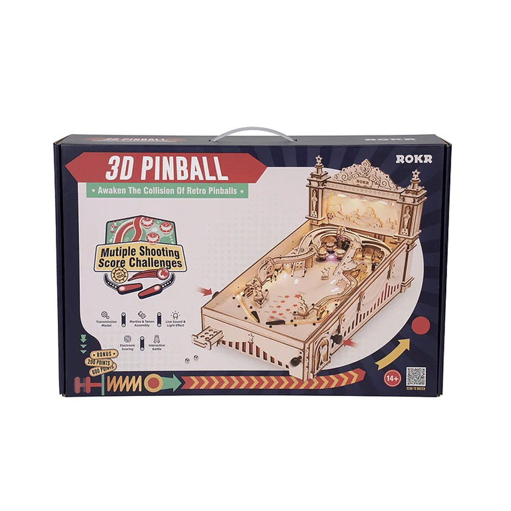 Vintage 3D Wooden Pinball Machine Smooth Assembly Party Game For Kid Adults Family Fun 5