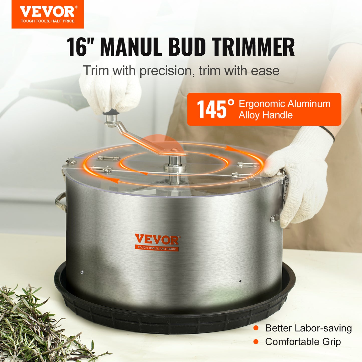 Manual Leaf Bowl Trimmer with Clear Dome and Stainless Steel Blades, Trimmer Bowl Manual Bud Trimmer