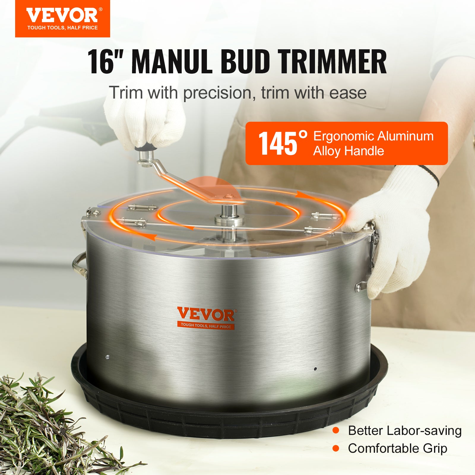 Manual Leaf Bowl Trimmer with Clear Dome and Stainless Steel Blades, Trimmer Bowl Manual Bud Trimmer