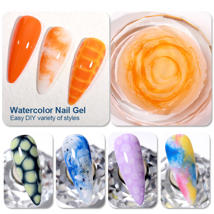 Clear Blooming Gel Polish, LED Soak Off Nail Varnish for Marble Design, Spreading Effect Gel, Top Base Coat for Nail Art