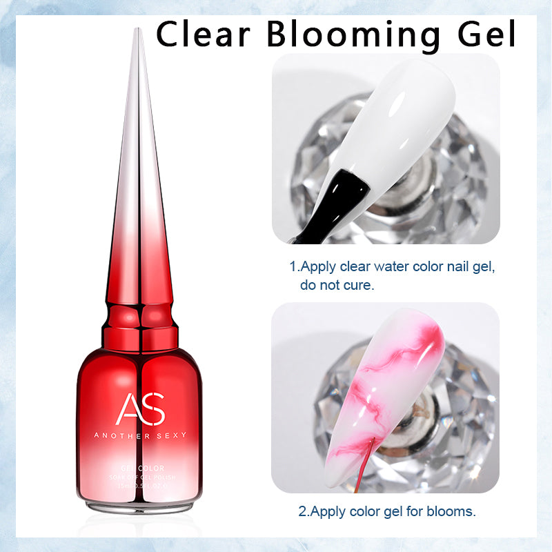 Clear Blooming Gel Polish, LED Soak Off Nail Varnish for Marble Design, Spreading Effect Gel, Top Base Coat for Nail Art