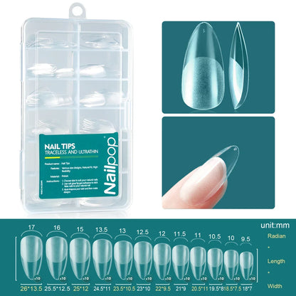 Nailpop Soft Gel X Nail Tips Set, Medium Short Almond & Square Shape, Soak Off Reusable Nails for Easy Nail Extension