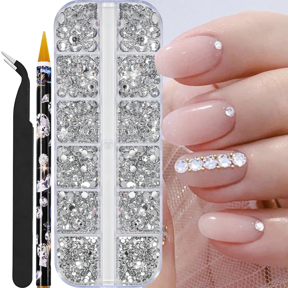 White Flatback Pearls Beads Nail Charms, 3D Nail Art Half Round Pearl Rhinestones for DIY Nail Jewelry & Craft