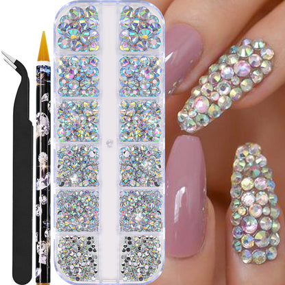 White Flatback Pearls Beads Nail Charms, 3D Nail Art Half Round Pearl Rhinestones for DIY Nail Jewelry & Craft