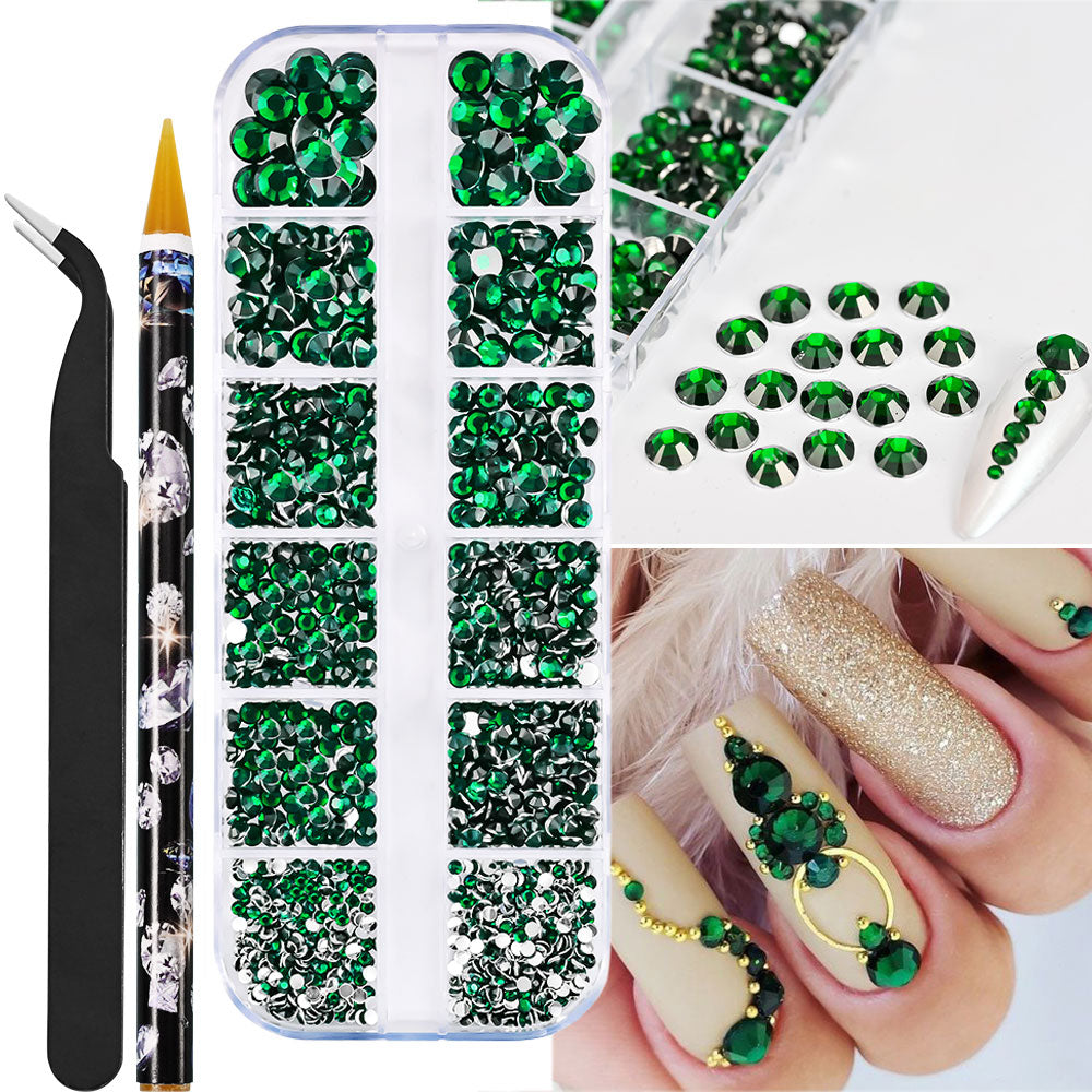 White Flatback Pearls Beads Nail Charms, 3D Nail Art Half Round Pearl Rhinestones for DIY Nail Jewelry & Craft