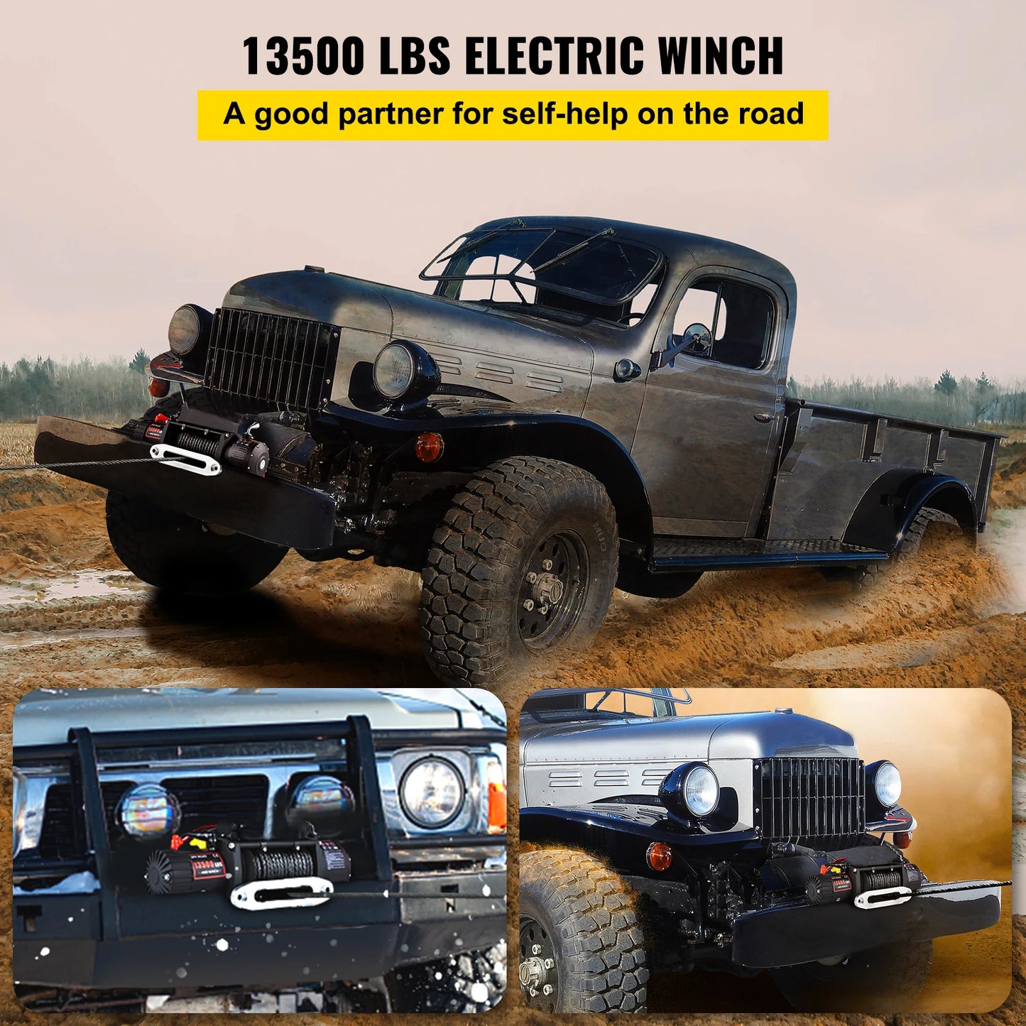 Electric Winch Synthetic Rope Lifting Treuils Hoist for ATV UTV Truck Off Road Boat with Wireless & Wired Remote Control