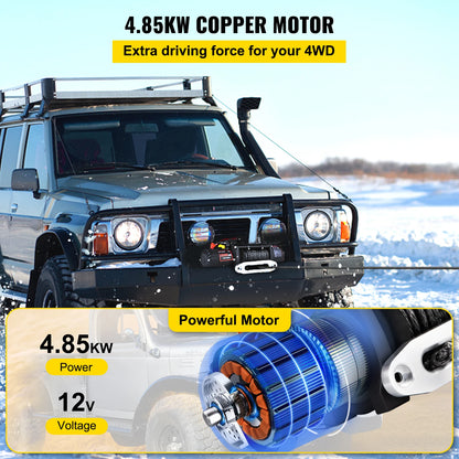 Electric Winch Synthetic Rope Lifting Treuils Hoist for ATV UTV Truck Off Road Boat with Wireless & Wired Remote Control