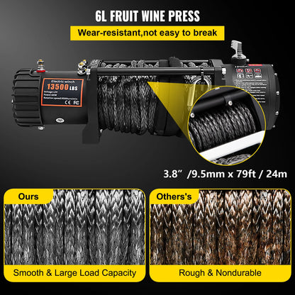 Electric Winch Synthetic Rope Lifting Treuils Hoist for ATV UTV Truck Off Road Boat with Wireless & Wired Remote Control
