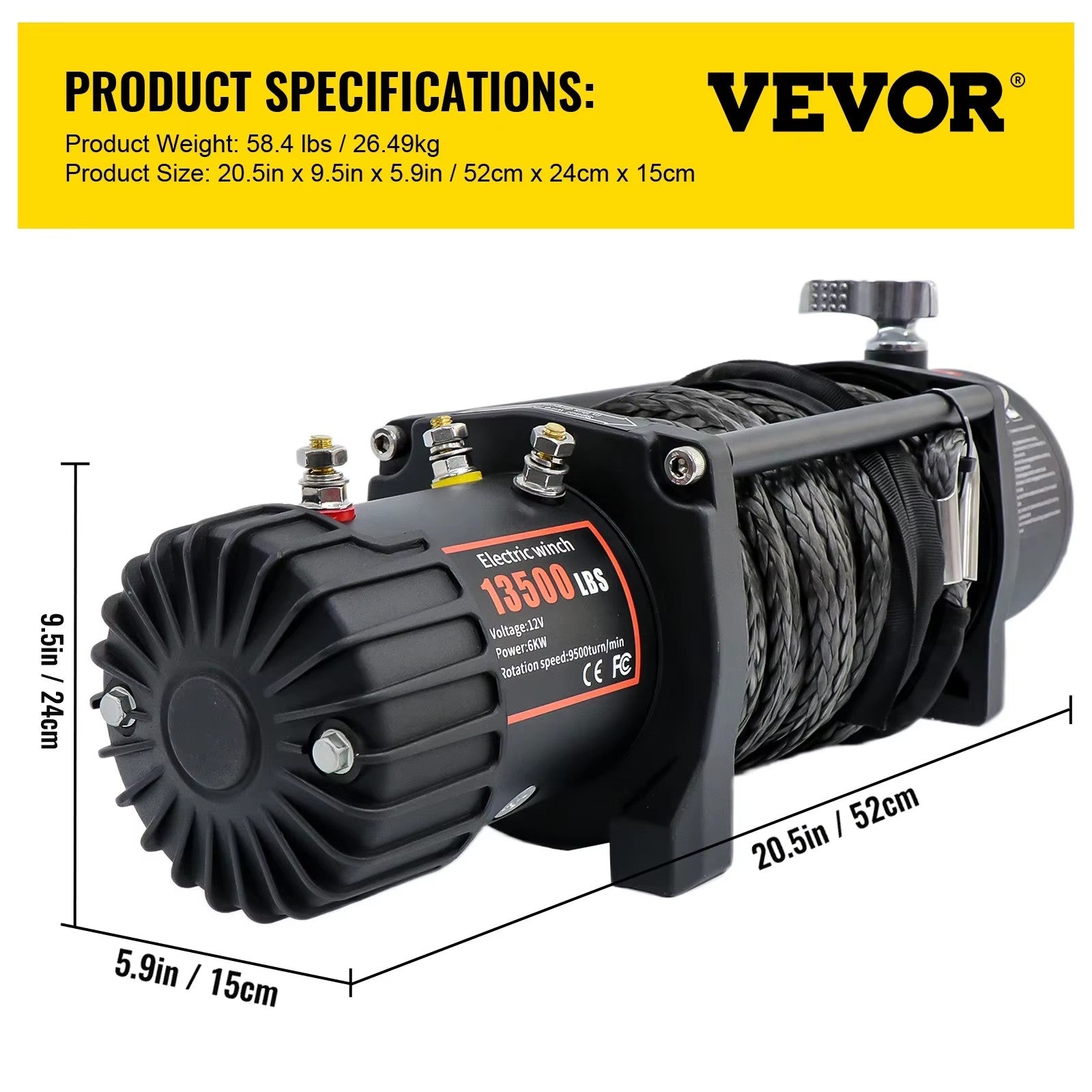 Electric Winch Synthetic Rope Lifting Treuils Hoist for ATV UTV Truck Off Road Boat with Wireless & Wired Remote Control