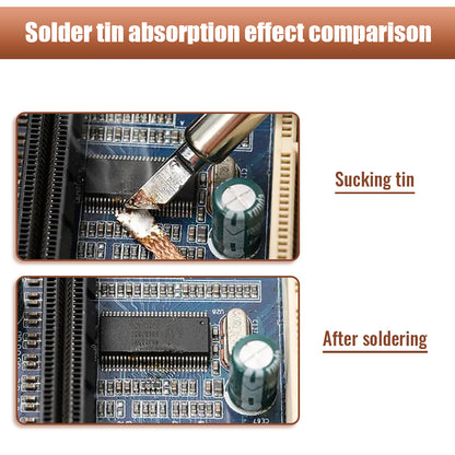 Soldering Wick Desoldering Braid Tape Copper Wire Flux Remover Tin Lead Cord for Electronics Repair & Welding