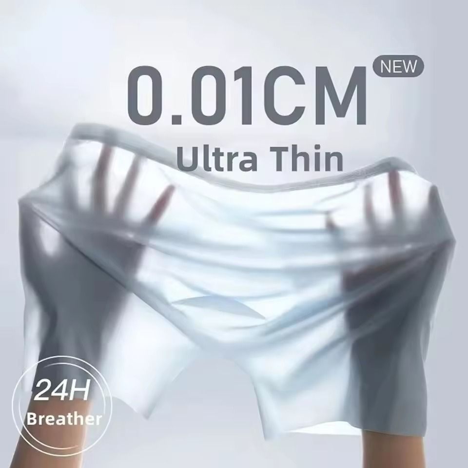 Mens Ice Silk Seamless Boxer Briefs with Breathable Antibacterial Fabric
