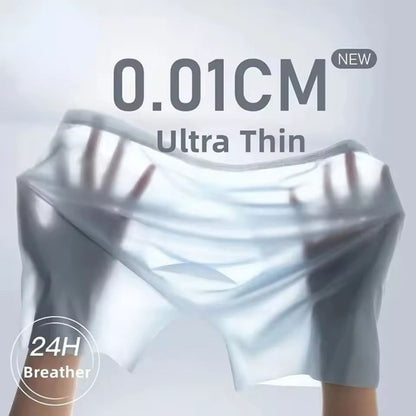Mens Ice Silk Seamless Boxer Briefs with Breathable Antibacterial Fabric