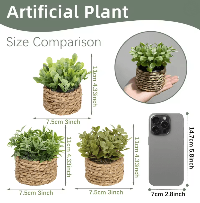 XiyaFlower Mini Potted Artificial Eucalyptus Grass Mound 1