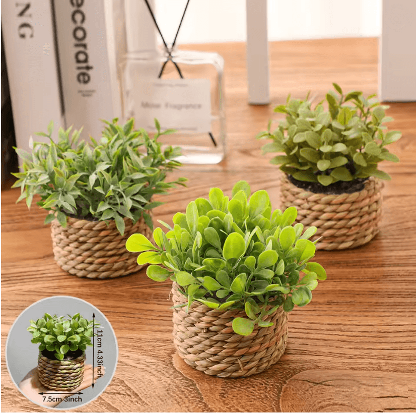 XiyaFlower Mini Potted Artificial Eucalyptus Grass Mound 2