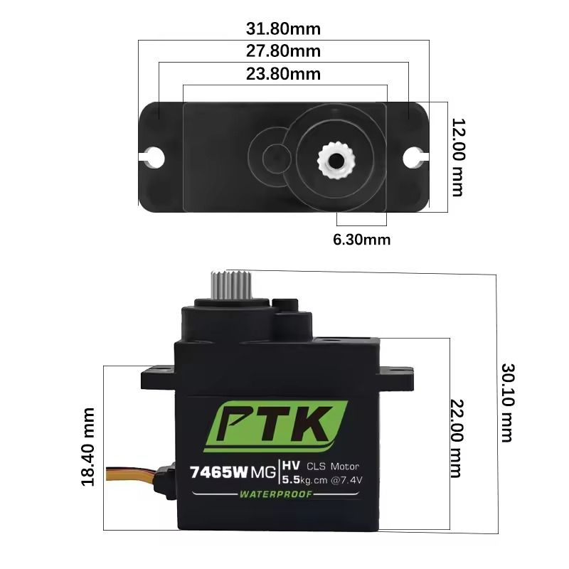 PTK 7465W MG 9g Waterproof Digital Servo For RC Cars And Drones 1