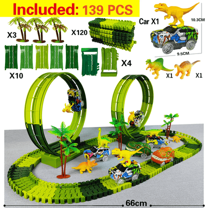 Dinosaur Race Track Toy Set With Electric Car And Looping Track For Kids 2