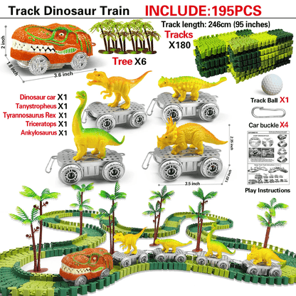 Dinosaur Race Track Toy Set With Electric Car And Looping Track For Kids 3