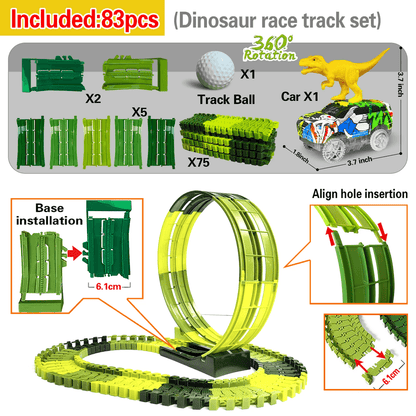 Dinosaur Race Track Toy Set With Electric Car And Looping Track For Kids 5