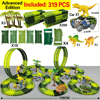 Dinosaur Race Track Toy Set With Electric Car And Looping Track For Kids 6