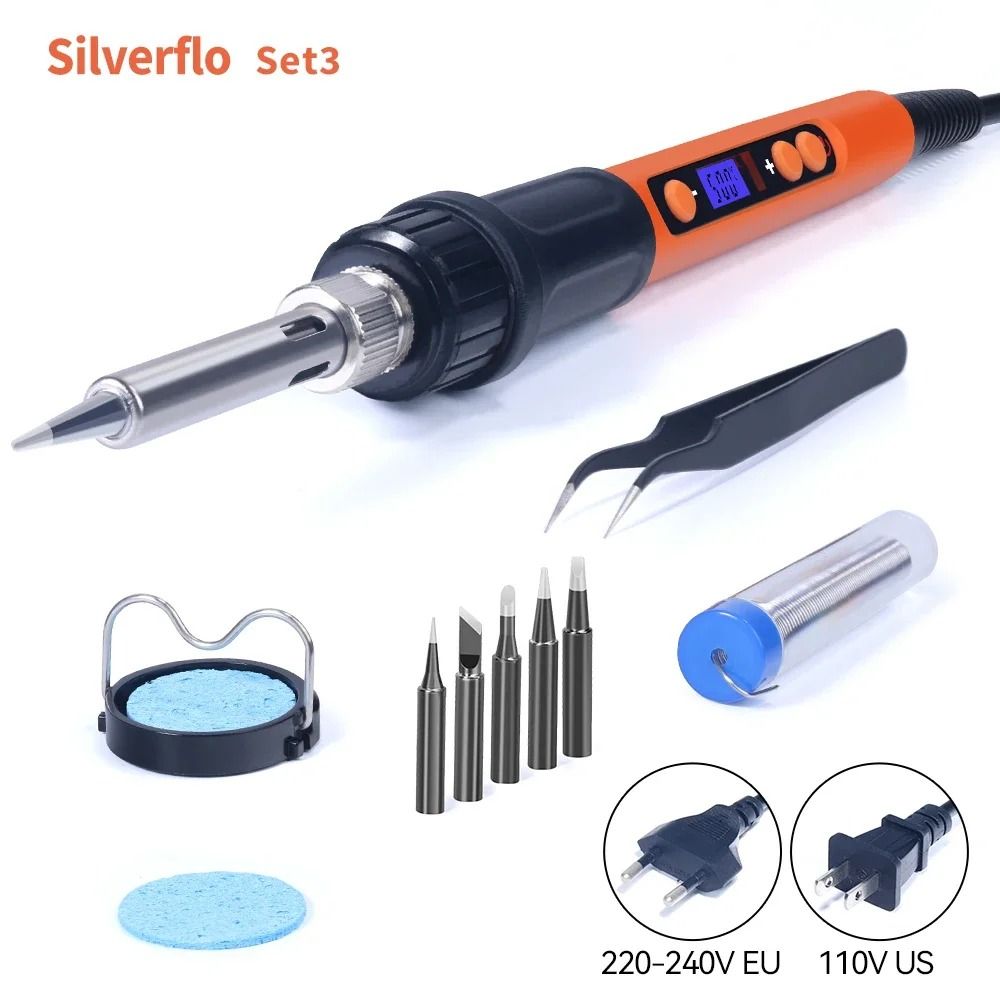 Digital Electric Soldering Iron Kit with Adjustable Temperature and Rework Tips