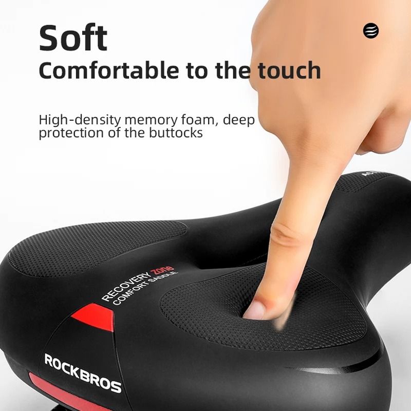 ROCKBROS Rainproof Memory Foam Bicycle Saddle With Shock Absorption And Reflective Design 2