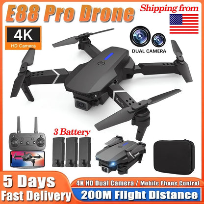 2024 E88Pro Foldable RC Drone with 4K Camera and 3 Batteries