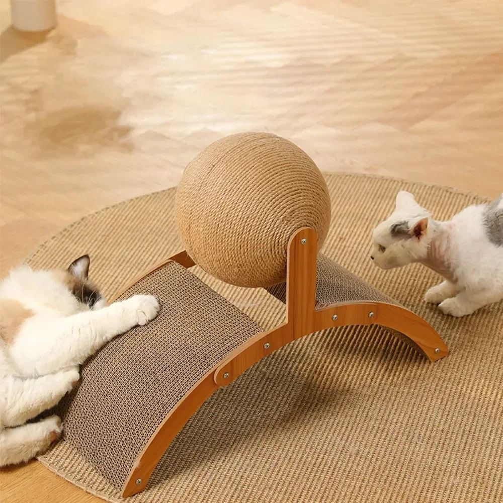 2in1 Wooden Cat Scratching Ball With Sisal Board 5