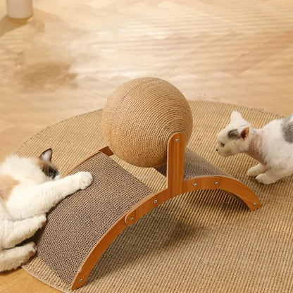2in1 Wooden Cat Scratching Ball With Sisal Board 5
