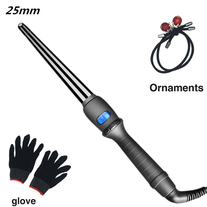 Conical Ceramic Curling Wand with LCD Display