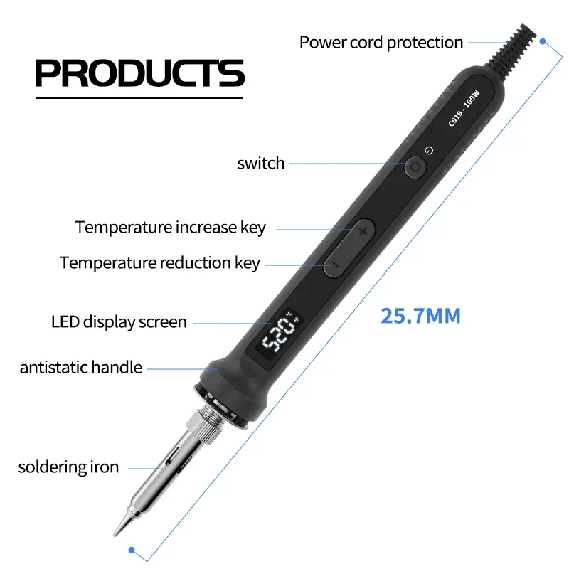 100W Digital Electric Soldering Iron Kit With LCD Temperature Control 2