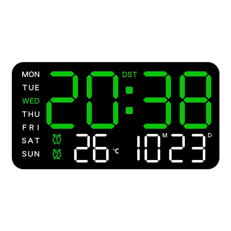 Large LED Digital Wall Clock With Remote Control And Dual Alarms 10