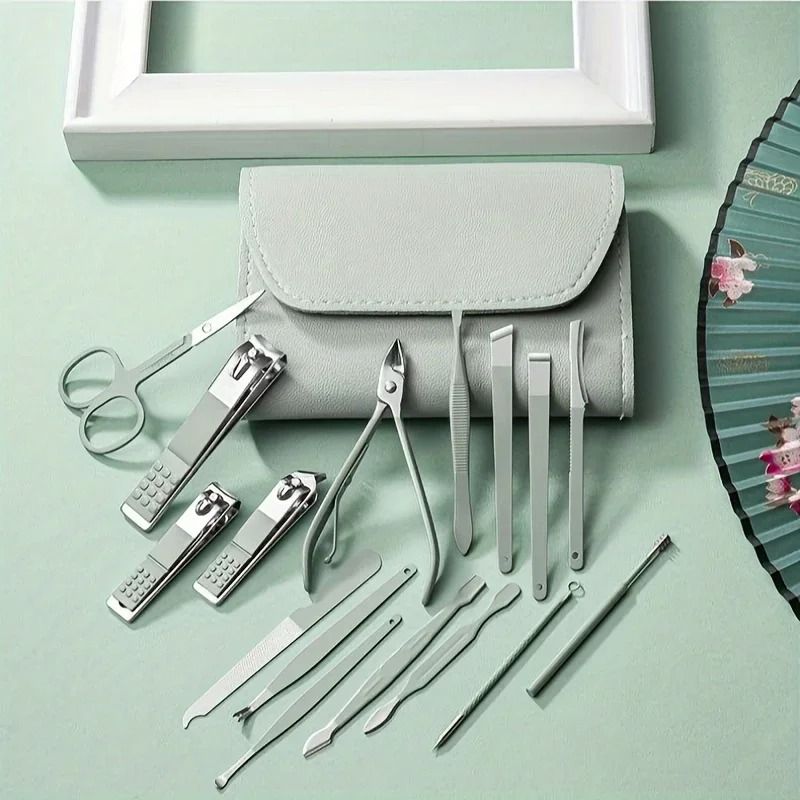 16pcs Professional Nail Clippers And Cuticle Nippers Set With Travel Case 1