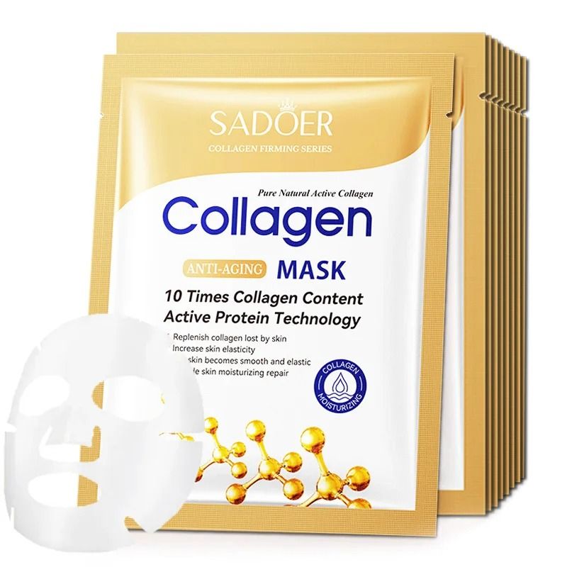 10pcs Anti Wrinkle Collagen Face Mask Moisturizing Anti Aging Repair Brightening Face Sheet Skincare Masks