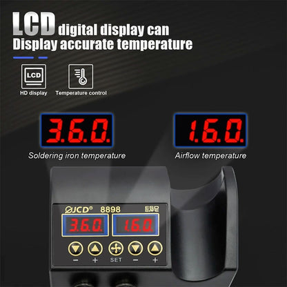 JCD 8898 Soldering Station 2 In 1 Soldering Iron And Hot Air Gun Rework Welding Repair Tool 1