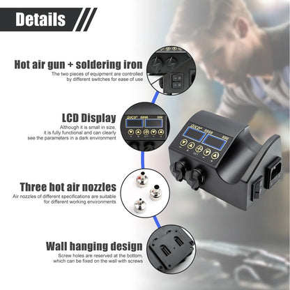 JCD 8898 Soldering Station 2 In 1 Soldering Iron And Hot Air Gun Rework Welding Repair Tool 3