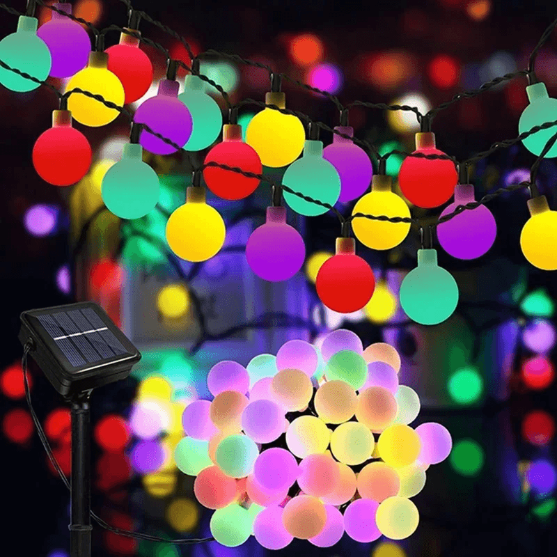 Solar Globe String Lights Outdoor Waterproof with 8 Modes for Garden and Wedding Decor