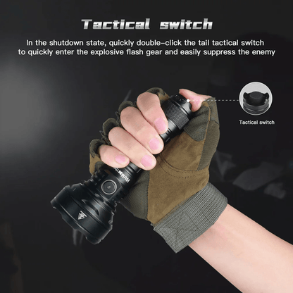 Rechargeable Tactical Flashlight With USBC And 2200 Lumens Beam 3