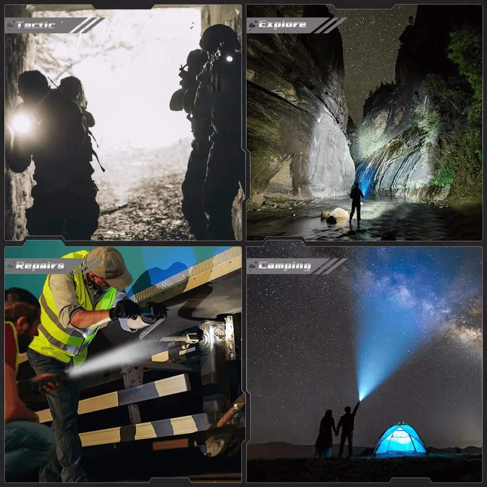 Rechargeable Tactical Flashlight With USBC And 2200 Lumens Beam 5