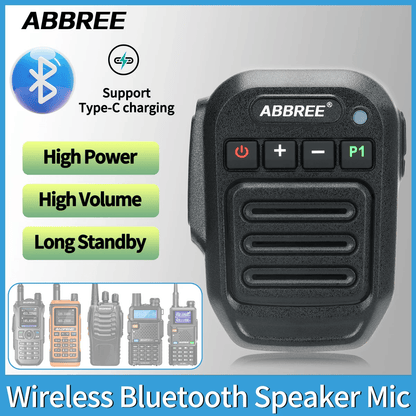 Wireless Bluetooth Walkie Talkie Speaker Mic | Handheld High Power Type-C Microphone