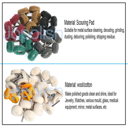 Wool Felt Sanding Grinding Buffing Wheel with Shank, Cotton Polishing Head Brush for Dremel Rotary Drill Tools