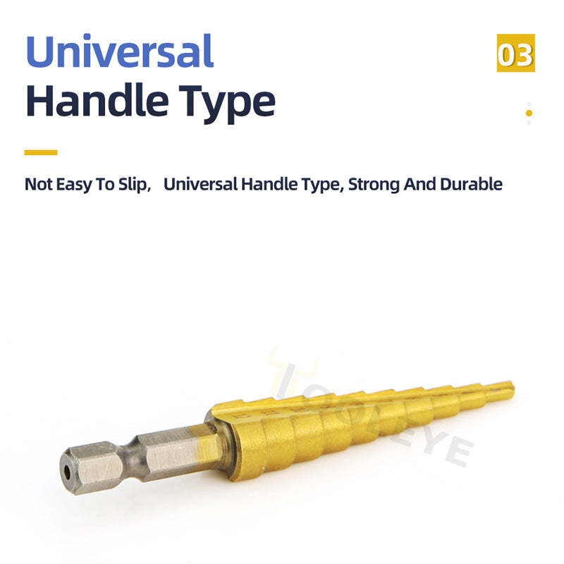 Titanium HSS Step Drill Bit Set for Metal Wood Plastic, Conical Stepped Power Tool Bits Kit