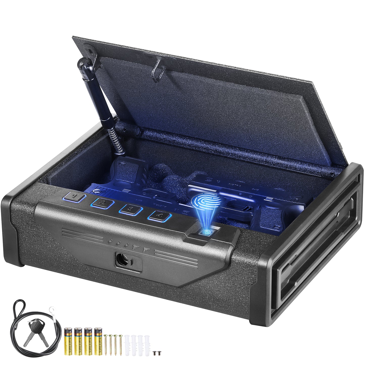 Advanced Biometric Q235 Steel Pistol Safe with 3-Way Quick Access & LED Illumination